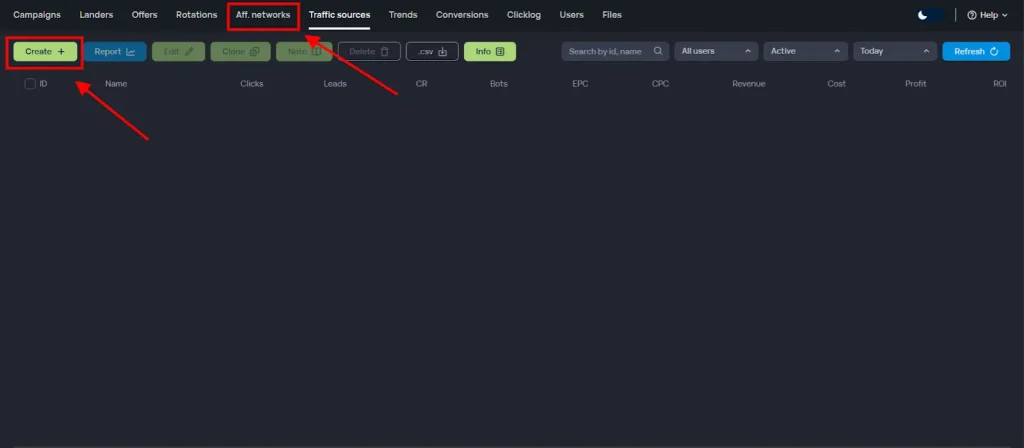 Add Affiliate Network in Binom