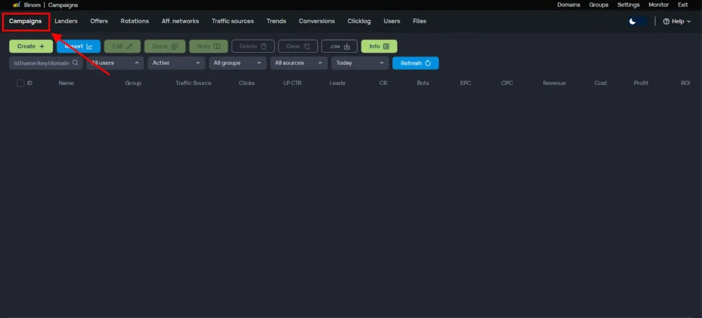 Add New Campaign on Binom
