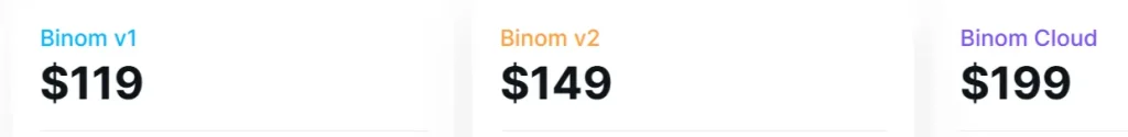Binom Pricing Plans