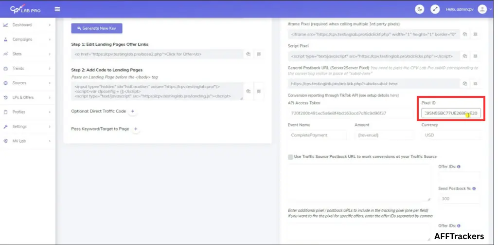 TikTok Pixel and Access Token